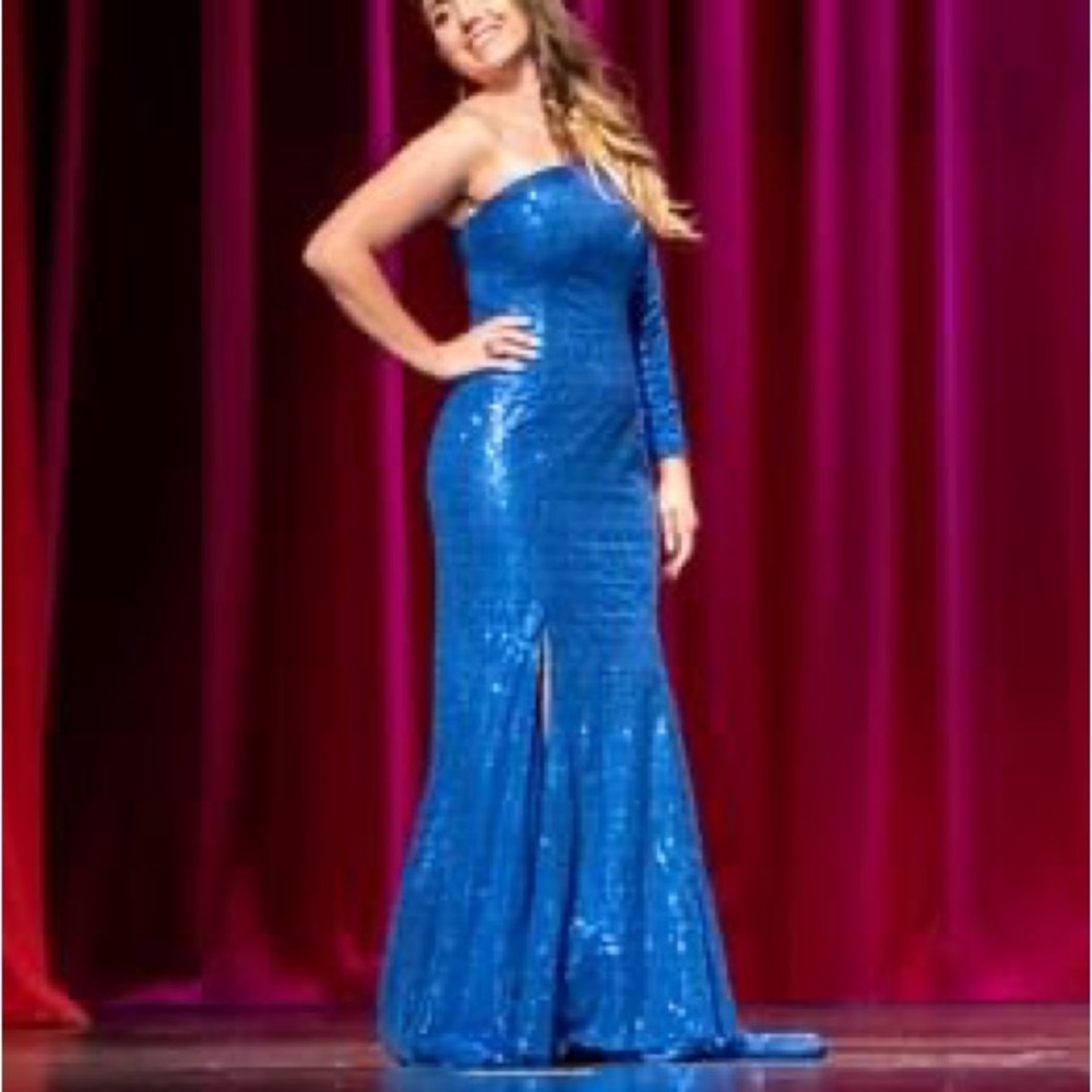 Blue Sequin Formal Gown